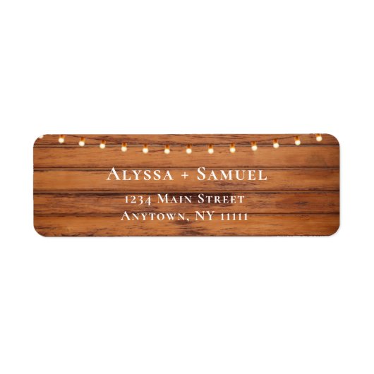 Rustige Wood String Lights Return Address Label (Voorkant)