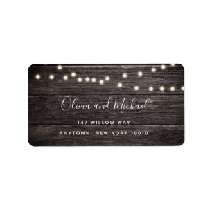 Rustige Wood String Lights Return Address Label