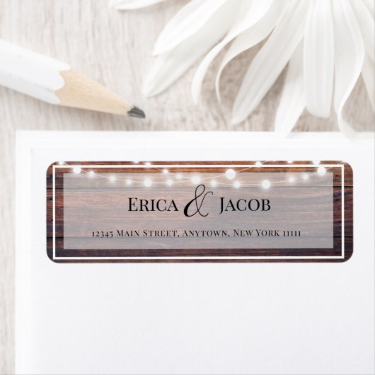 Rustige Wood String Lights Return Address Label (Insitu)