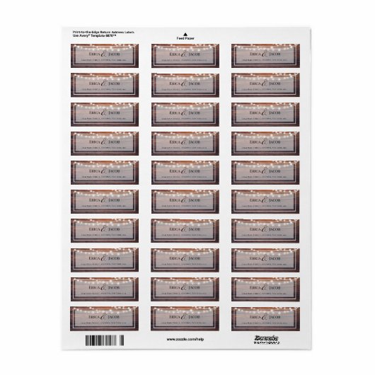 Rustige Wood String Lights Return Address Label (Full Sheet)