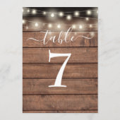 Rustige Wood String Lights Table Number Kaart (Achterkant)
