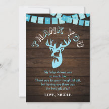 Rustige Wood Theme Blue Deer Baby Boy Shower