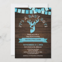 Rustige Wood Theme Blue Deer Baby Boy Shower