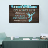 Rustige Wood Theme Deer Baby Shower Backdrop Spandoek (Beurs)