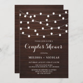 Rustige Wood Whimsical String Lights Couples Showe Kaart (Voorkant / Achterkant)