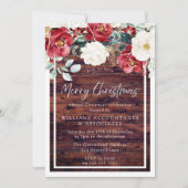 Rustige Wood White Floral Merry Kerstparty Kaart (Voorkant)