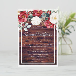 Rustige Wood White Floral Merry Kerstparty Kaart