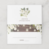 Rustige Wood White Floral String Lights Place Card Plaatskaartje (Buitenkant ongevouwen)