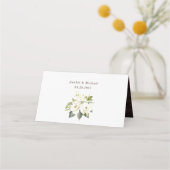 Rustige Wood White Floral String Lights Place Card Plaatskaartje (Achterkant)