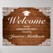 Rustige Wood & White Lace Afstuderen Welkomstparti Poster (Voorkant)