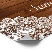 Rustige Wood & White Lace Baby shower Welkom Sign Poster (Hoek)