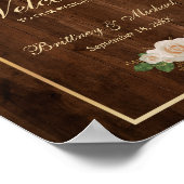 Rustige Wood White Roses en een goudLijst | Wedden Poster (Hoek)