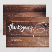 Rustige Wood Witte pompoen Thanksgiving Dinner Kaart (Voorkant / Achterkant)