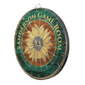 Rustige Wood Zonnebloem Bruin Geel Groen Dartbord (Voorkant Rechts)