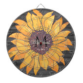 Rustige Wood Zonnebloem Grijs en Geel Dartbord (Voorkant)