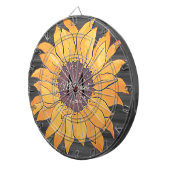 Rustige Wood Zonnebloem Grijs en Geel Dartbord (Voorkant Rechts)