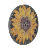 Rustige Wood Zonnebloem Grijs en Geel Dartbord (Voorkant Links)