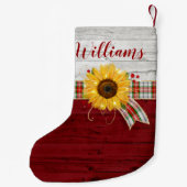 Rustige  Wood - Zonnebloem - monogram - naam Kleine Kerstsok (Achterkant)