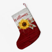 Rustige  Wood - Zonnebloem - monogram - naam Kleine Kerstsok (Achterkant (Hangend))