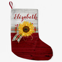 Rustige Wood - Zonnebloem - monogram - naam Kleine Kerstsok
