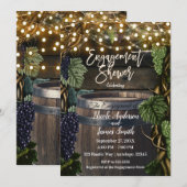 Rustige Wooden Barrel Grape Verloving Shower Kaart (Voorkant / Achterkant)