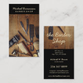 Rustige Wooden Hipster Style Retro Barber Shop Visitekaartje (Voorkant / Achterkant)