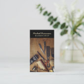 Rustige Wooden Hipster Style Retro Barber Shop Visitekaartje (Staand voorkant)