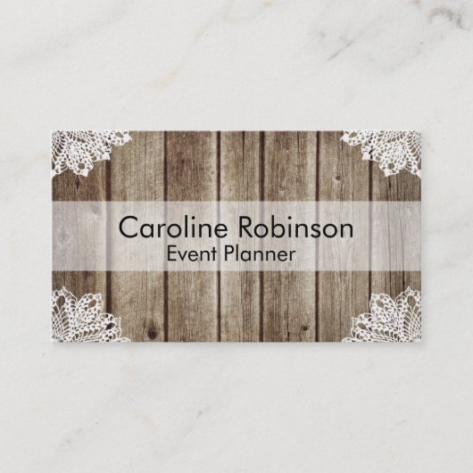 Rustige Wooden Lace Aangepaste Visitekaartjes (Voorkant)