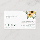 Rustige Wooden Rolling Pin Yellow Sunflower Bakery Visitekaartje (Achterkant)