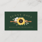 Rustige Wooden Rolling Pin Yellow Sunflower Bakery Visitekaartje (Voorkant)