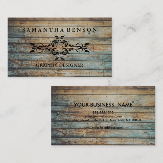 Rustige Wooden Textuur Grafische Zakwagen Visitekaartje (Voorkant / Achterkant)