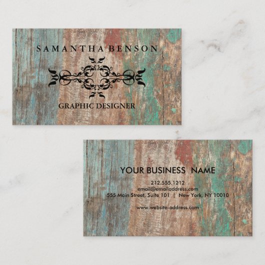 Rustige Wooden Textuur Grafische Zakwagen Visitekaartje (Voorkant / Achterkant)