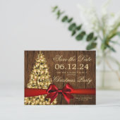 Rustige Xmas Holiday Save Date | Boom- en rode lin Aankondigingskaart (Staand voorkant)