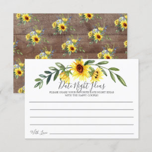 Rustige Yellow Sunflower Date Night Ideas Card Kaart