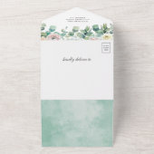 Rustige Zachte Rozen Eucalyptus Navy Blue Baby sho All In One Uitnodiging (Buitenkant)