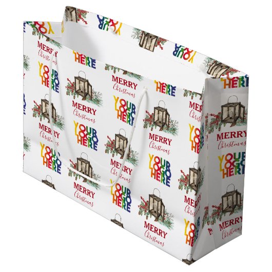 Rustige Zakelijk Bedrijfslogo Kerstmis  Groot Cadeauzakje (Voorkant Gekanteld)