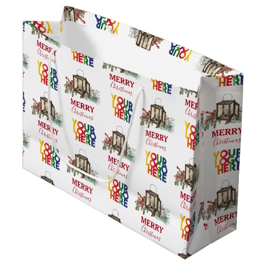 Rustige Zakelijke Bedrijfslogo Kerstmis  Groot Cadeauzakje (Voorkant Gekanteld)