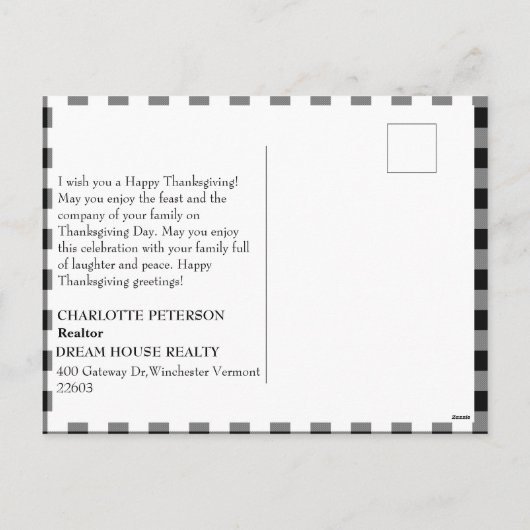 Rustige zakelijke Thanksgiving van Real Estate Age Feestdagenkaart (Achterkant)