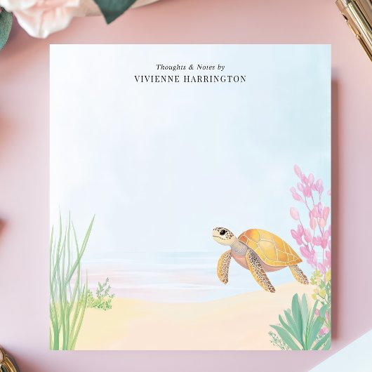 Rustige Zee Schildpad Oceaan Waterverf gepersonali Notitieblok