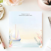 Rustige Zeilboot Aquarel Bloemen Personalized Notitieblok