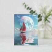 Rustige zeilboot en maanlicht kunst briefkaart (Staand voorkant)