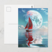 Rustige zeilboot en maanlicht kunst briefkaart (Voorkant / Achterkant)