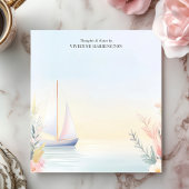 Rustige zeilboot Waterverf Floral gepersonaliseerd Notitieblok