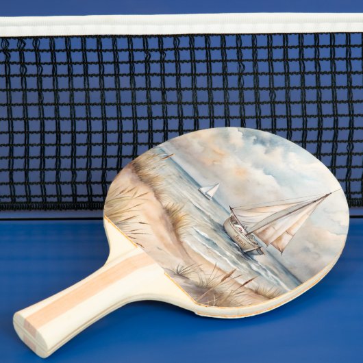 Rustige zeilende waterverf kust tafeltennisbatje (Insitu)