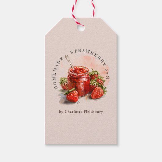 Rustige zelfgemaakte aardbeienjam bedanklabel cadeaulabel (Voorkant)
