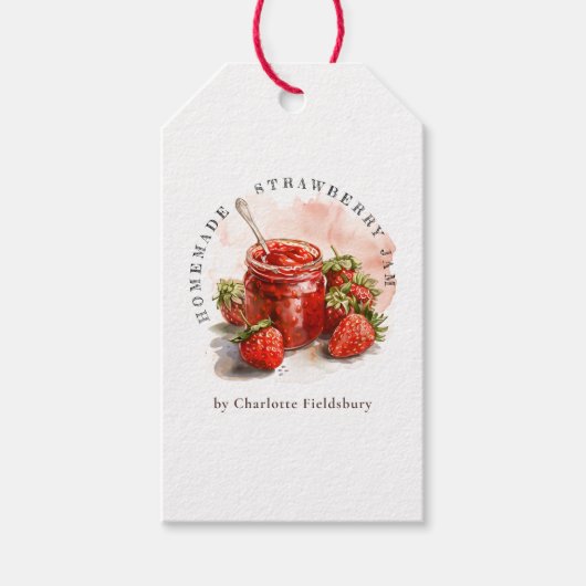 Rustige zelfgemaakte aardbeienjam pot hanglabel cadeaulabel (Voorkant)
