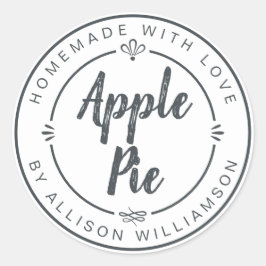 Rustige zelfgemaakte appelpunt pastel zwart wit ronde sticker