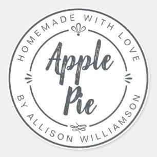 Rustige zelfgemaakte appelpunt pastel zwart wit ronde sticker