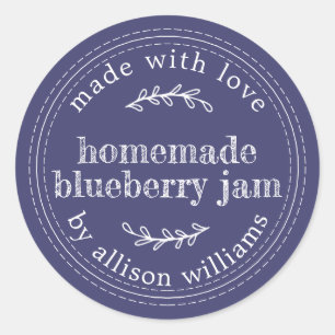 Rustige zelfgemaakte bosbessenjam inmaken Navy Blu Ronde Sticker