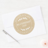 Rustige zelfgemaakte bosbessenjam kraftpapier ronde sticker (Envelop)